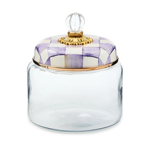 violet check small kitchen canister