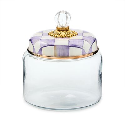 violet check small kitchen canister