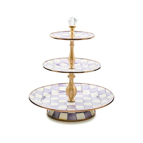 violet check three tier sweet stand