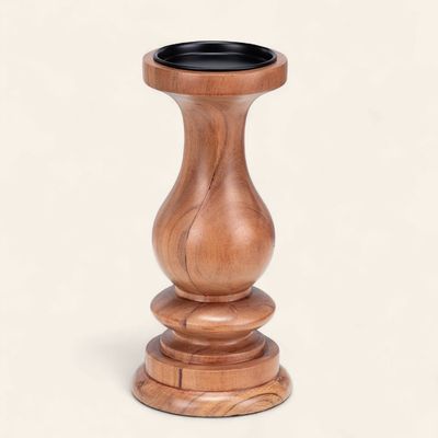 Acacia Wood Pillar Candle Holder - large