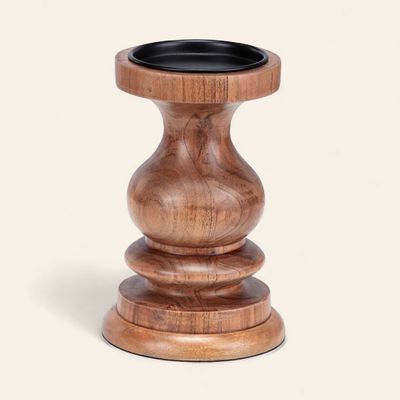 Acacia Wood Pillar Candle Holder - Small