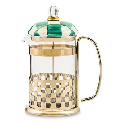 emerald check french press