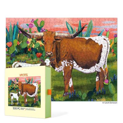 Longhorns Cows 500 Piece Puzzle