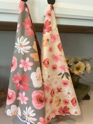 Happy Flower - Olive - Tea Towel