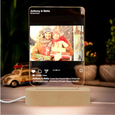 Instagram Personalized Photo Engraved Lamp