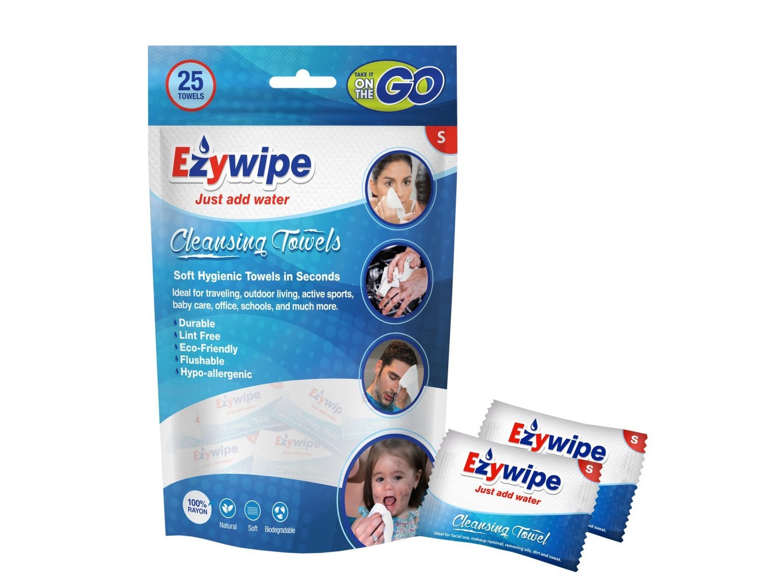 Ezywipe Compressed Towels 25 Individually Wrapped Size S.