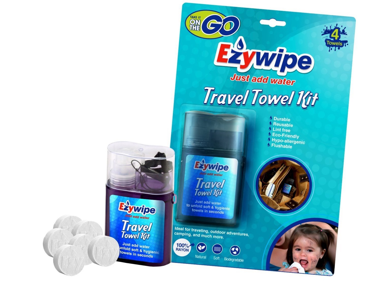 Travel Towel Kit. 4 Towels Size S.