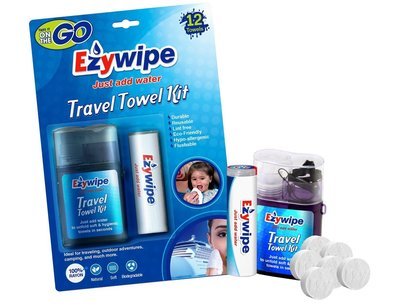 Travel Towel Kit + Tube. 12 Towels size S.