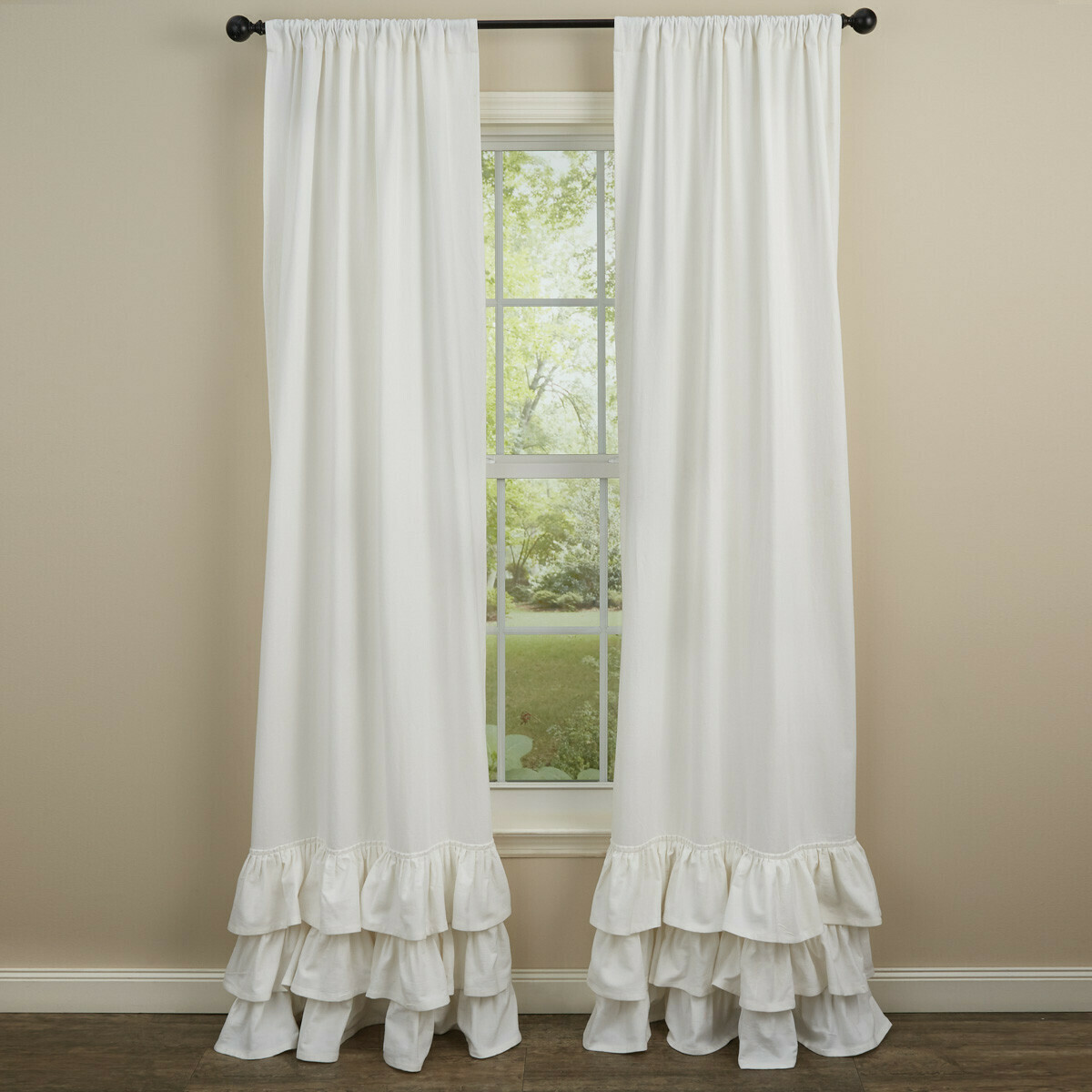 White Ruffled Panel Set 84&quot;