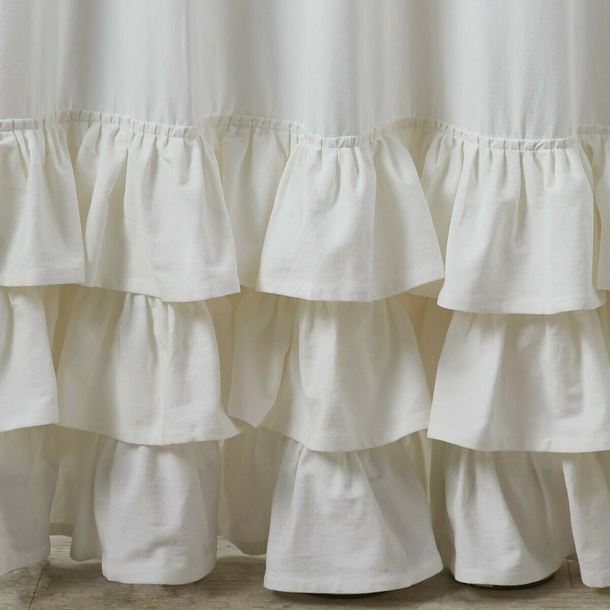 White Ruffled Shower Curtain