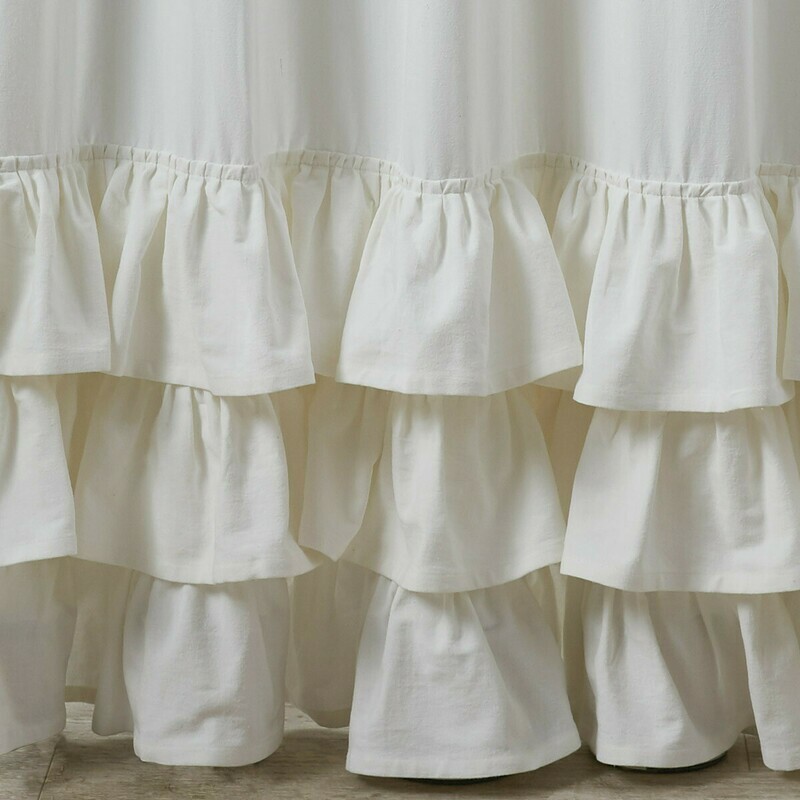 White Ruffled Shower Curtain