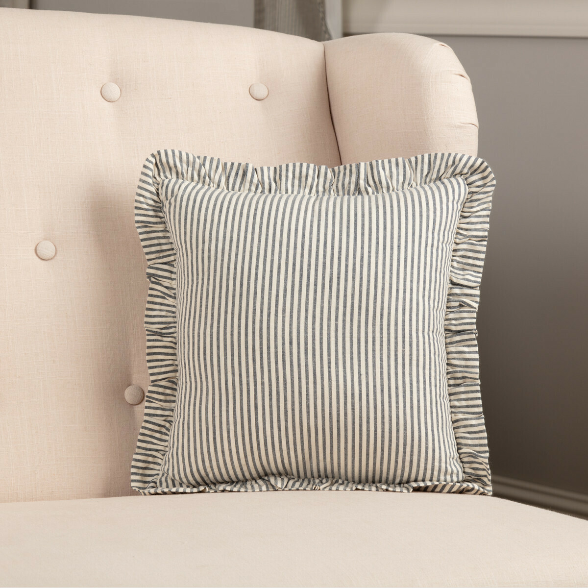 Hatteras Seersucker- Blue - Ticking Pillow