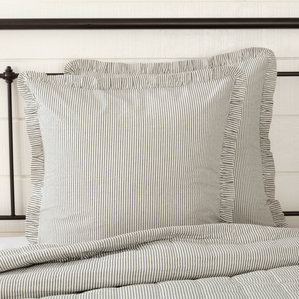Hatteras Seersucker- Blue - Ticking Euro Sham