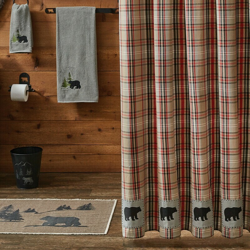 Bear Country Shower Curtain With Bear Applique