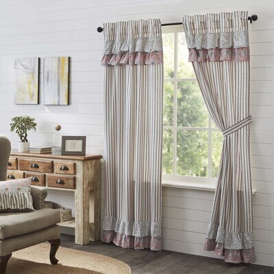 Kaila Ticking Blue Ruffled Long Panel Set