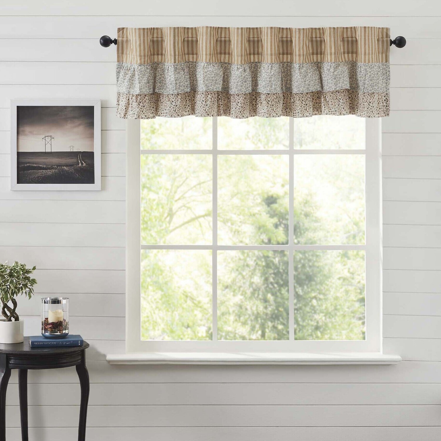 Kaila Ticking Gold Ruffled Valance