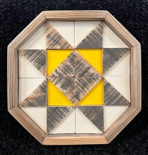 Yellow &amp; Distressed Wood Octagon