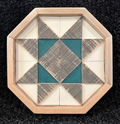 Green &amp; Distressed Wood Octagon