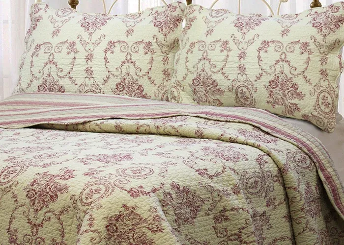 French Country Rose - Set, Size: Queen(88&quot;x92&quot;) &amp; 2 Shams(20&quot;x26&quot;)