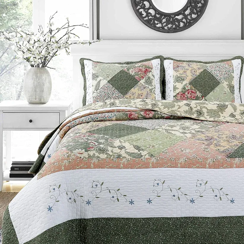 Summer Blooms - Set, Size: Queen(90&quot;x90&quot;) &amp; 2 Shams(20&quot;x26&quot;)