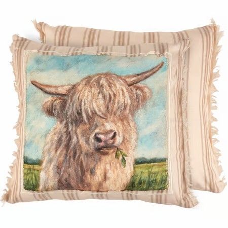 White Highland Cow Pillow