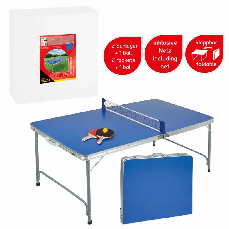 Idena Tischtennisplatte inkl. Netz Schläger Bälle 160x80x70cm für Innen & Außen