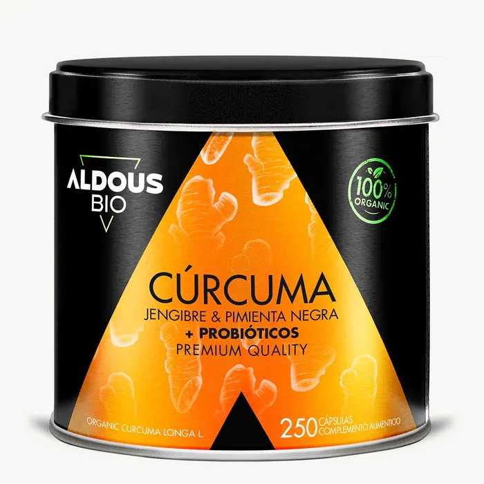ALDOUS Cúrcuma Ecológica - con Jengibre, Pimienta Negra y Probióticos