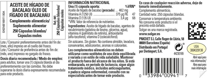 SOLGAR ACEITE DE HIGADO DE BACALAO