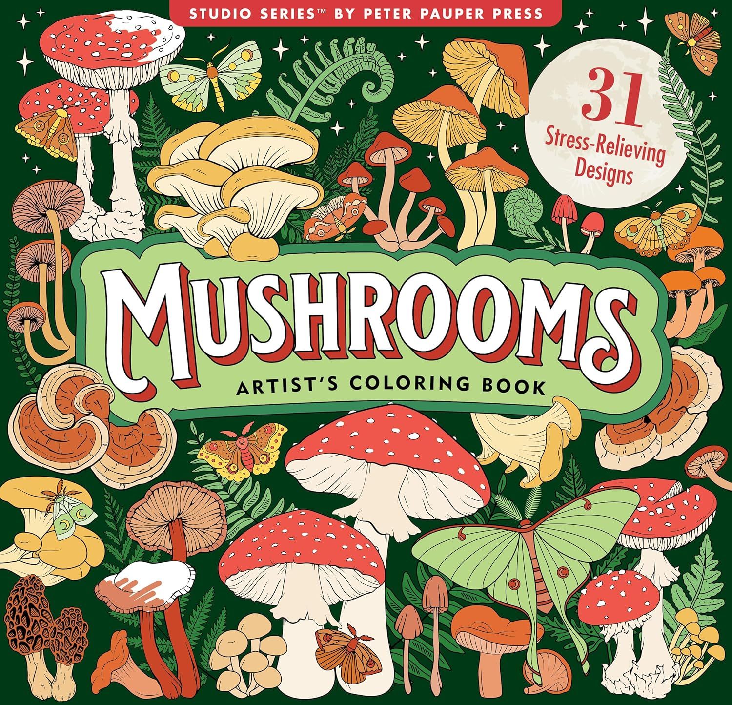 Mushrooms Artist's Coloring Book (Paperback)