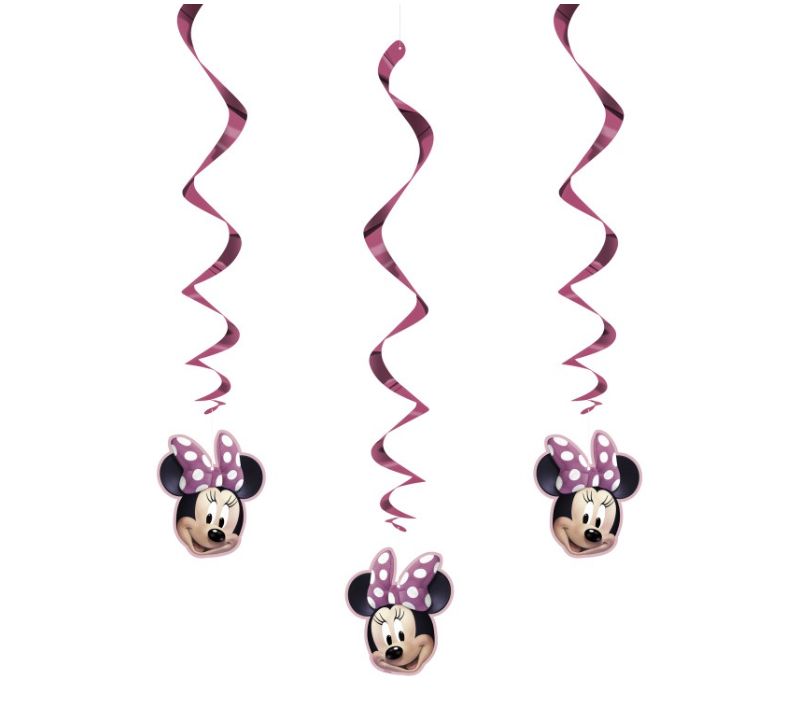 Disney Iconic Minnie Mouse Hanging Swirl Decorations 26" 3ct