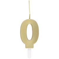 Gold Number 0 Sparkler-Topped Birthday Candle