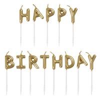 Gold "Happy Birthday" Letter Pick Birthday Candle
