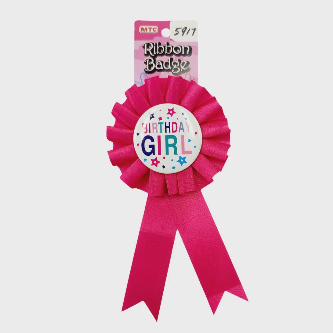 RIBBON BADGE - BIRTHDAY GIRL STAR