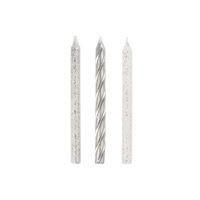Glitter and Silver Spiral Birthday Candles - Assor