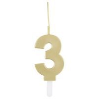 Gold Number 3 Sparkler-Topped Birthday Candle