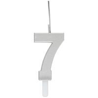 Silver Number 7 Sparkler-Topped Birthday Candle