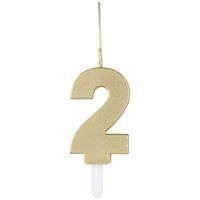 Gold Number 2 Sparkler-Topped Birthday Candle