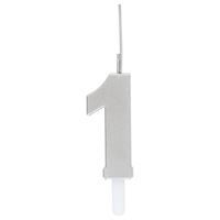 Silver Number 1 Sparkler-Topped Birthday Candle