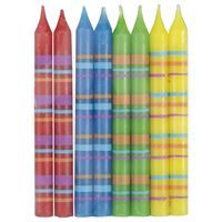 Multi-Color Striped Birthday Candles 8ct