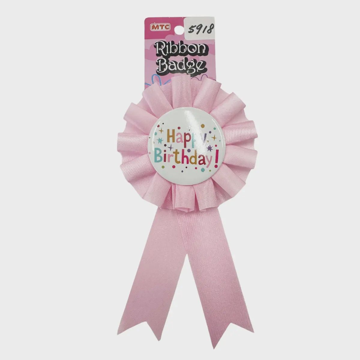 RIBBON BADGE - BIRTHDAY PASTEL PINK