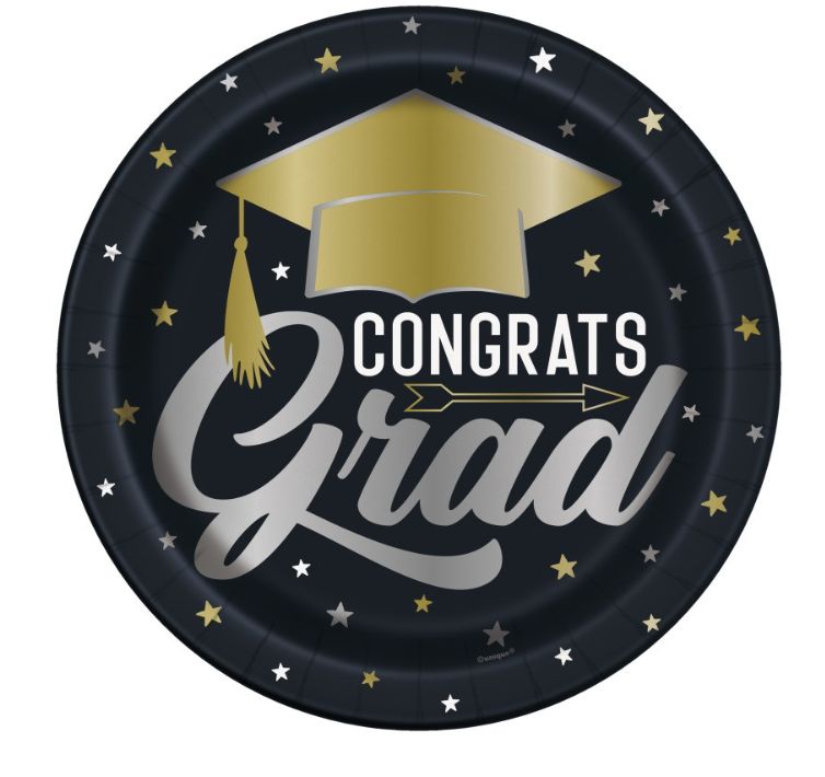 Stars &amp; Caps Graduation Round 9" Dinner Plates 8ct