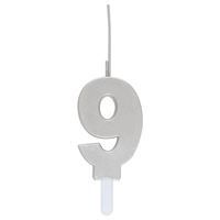 Silver Number 9 Sparkler-Topped Birthday Candle