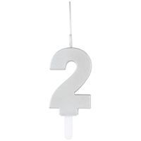 Silver Number 2 Sparkler-Topped Birthday Candle