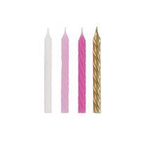 Pink White &amp; Gold Spiral Birthday Candles 24ct