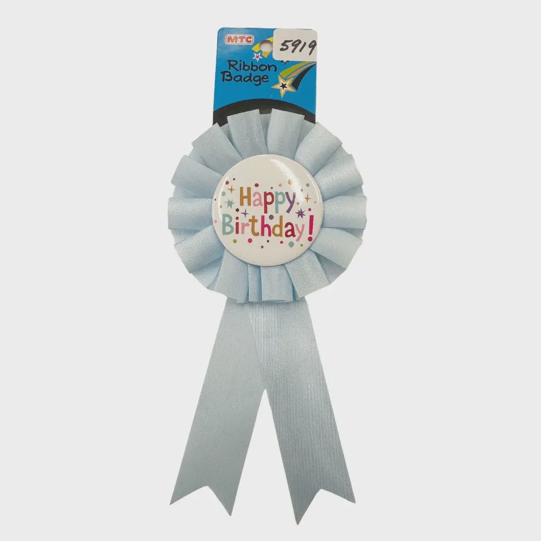 RIBBON BADGE - BIRTHDAY PASTEL BLUE