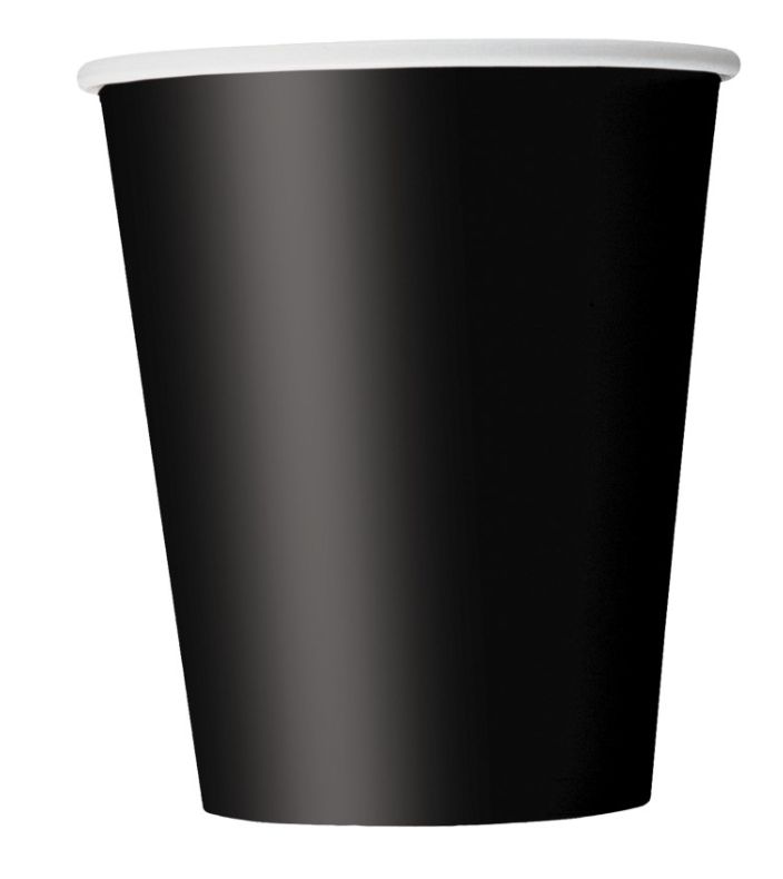 Midnight Black Solid 9oz Paper Cups 20ct