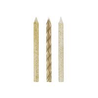 Glitter and Gold Spiral Birthday Candles - Assort