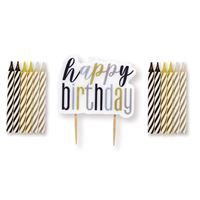 13 GLITZ Black Happy Birthday Pick Candle &amp; Spiral Candle Set 13pc