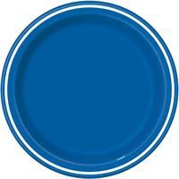 Royal Blue Thin Stripes Round 9" Dinner Plates 8ct
