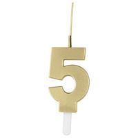 Gold Number 5 Sparkler-Topped Birthday Candle